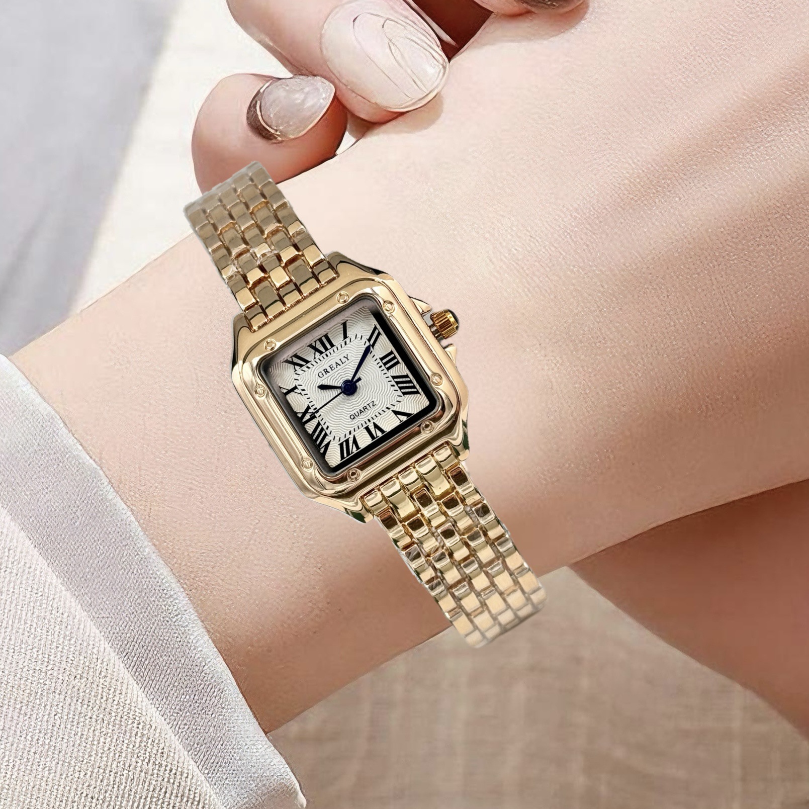 Montre à Quartz pour femmes, mode 2026, calendrier, acier inoxydable, luxe, horloge d'affaires (sans boîte)