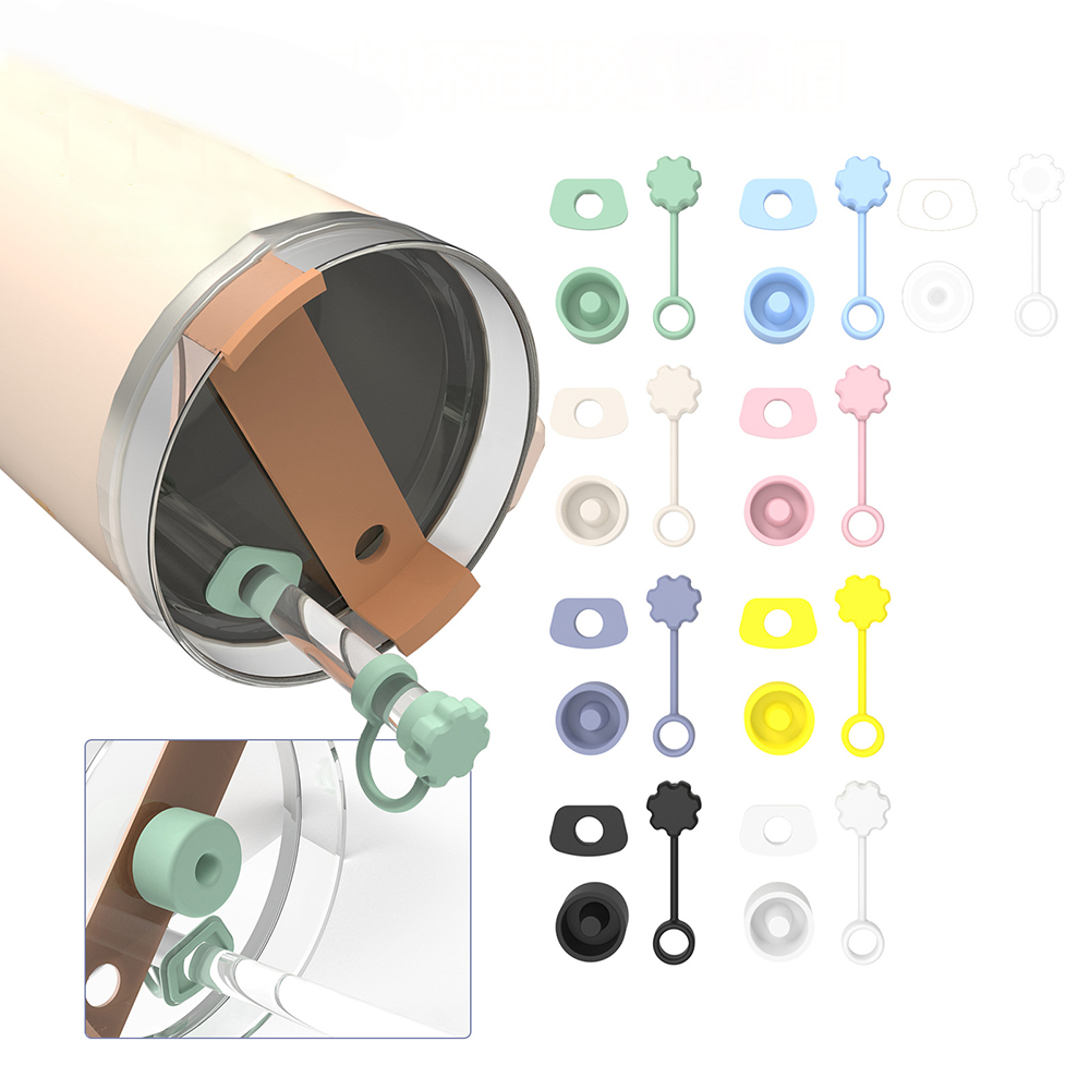 3Pcs Silicone Straw Cover For Stanley Leakproof Spill Proof Stopper Set Cup Cap Mug Accessories Tumbler For 1.0 2.0 40oz/30oz