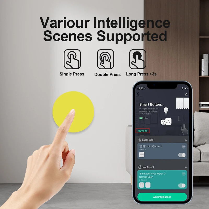 Tuya Zigbee-interruptor de botón de escena inalámbrico inteligente, control remoto, conexión multiescena, compatible con Alexa Goolge Home Voice Assitant