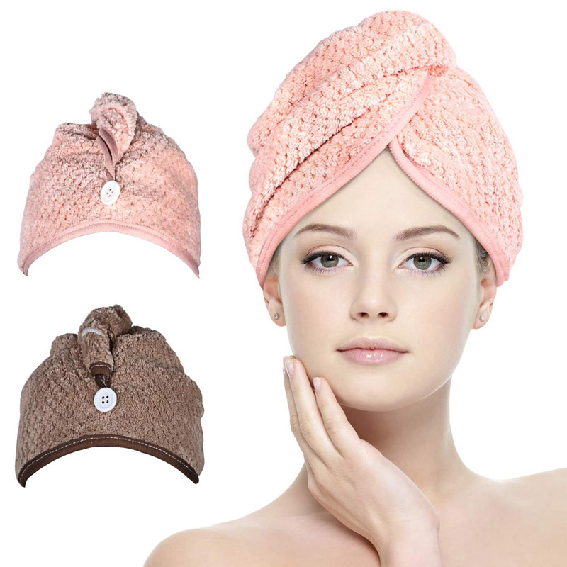 Toalla turbante para secar el cabello, gorro para el cabello seco de Color sólido, toalla de secado rápido, envolturas para la cabeza de baño suaves Unisex