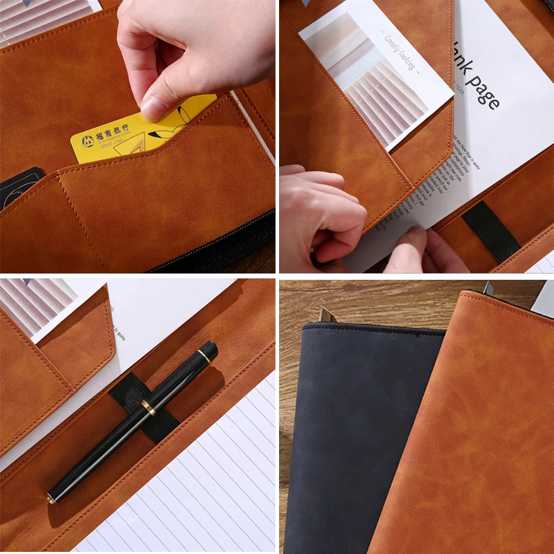 University Executive A4 Conference Leather Portfolio File Folder Organizer Filling Folders Porte Documents Holder for Office
