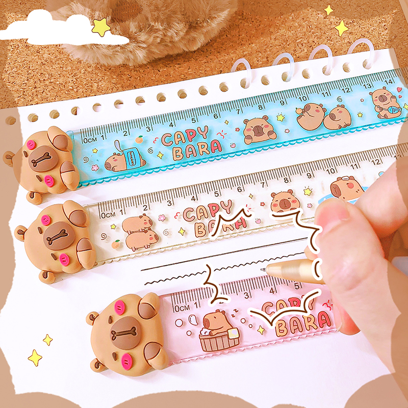 kawaii stationery items back to school supplies drawing cute capybara Ruler school accessories All for school school useful