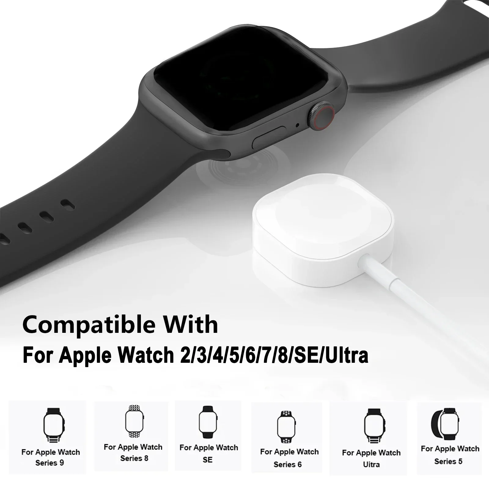 Carregador Magnético Portátil para iWatch, Cabo de carregamento, Sem Fio, Apple Watch, Série iWatch, Ultra, 8, 7, 6, SE, SE2, SE2, 5, 4, 3, 2, 1
