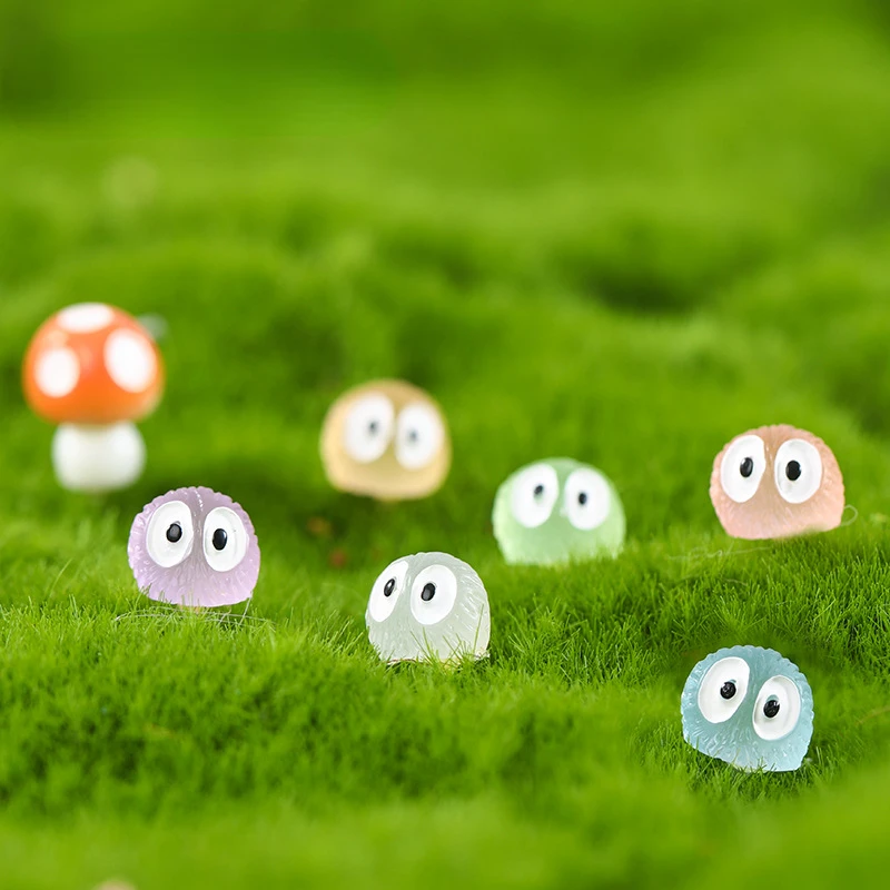 20/30/50/Pz Colorato Luminoso Elfi Polvere Sprite Miniature Sfera Nera Sprite Figurine Incandescente In Miniatura Giardinaggio Decorazione In Vaso