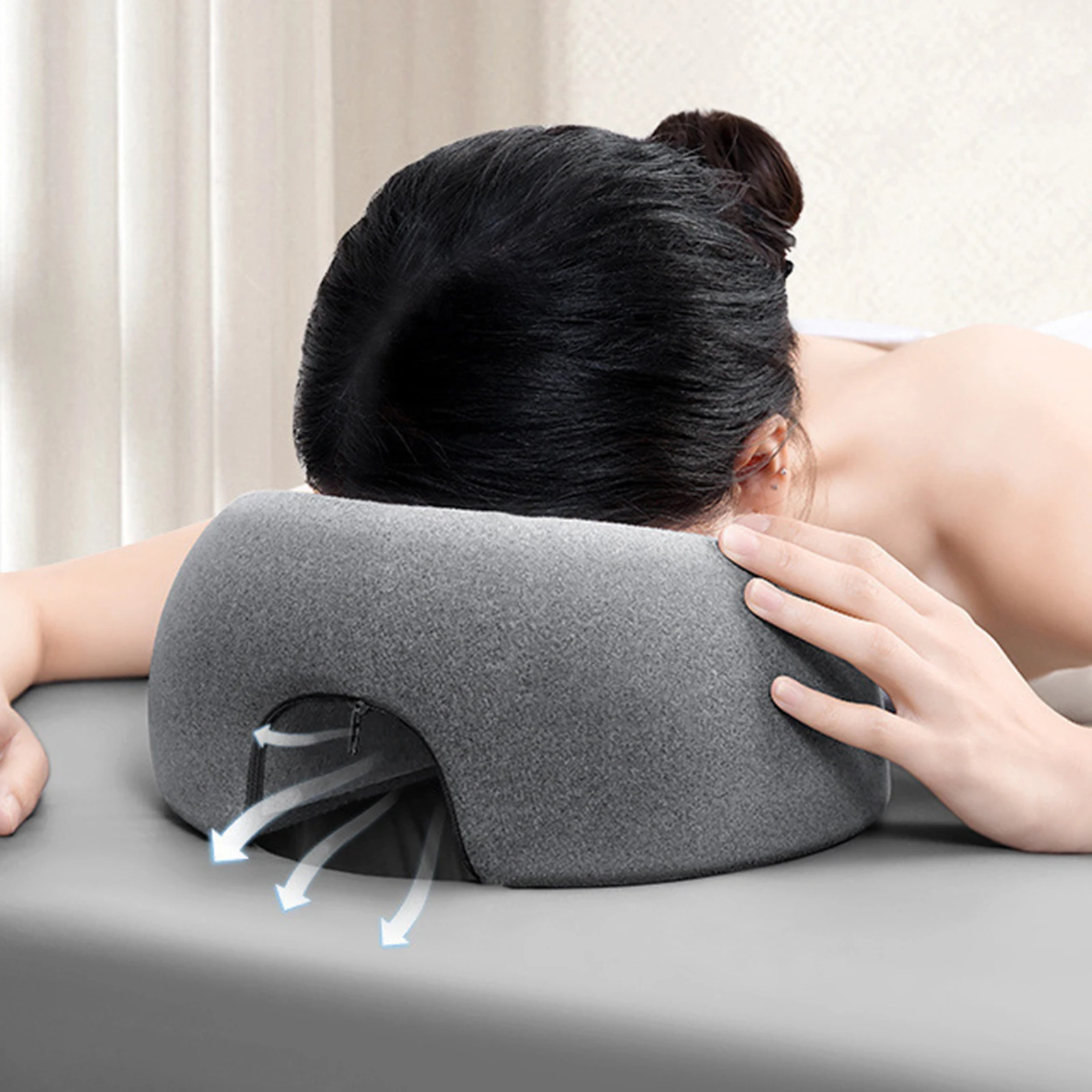 Ergonomie Liegekissen Memory Foam Atmungsaktive Kopfstütze Stützkissen Körpermassage Gesichtsstützkissen für Schönheitssalon
