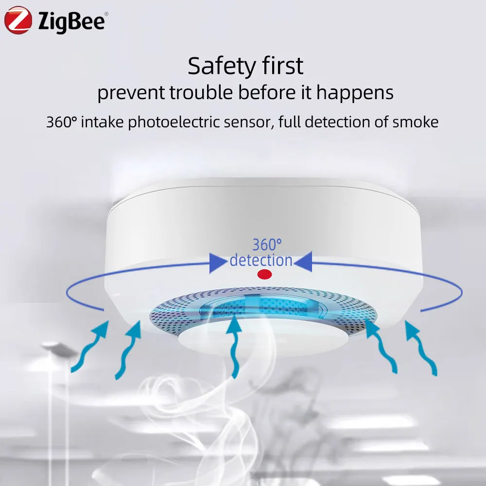 Tuya Zigbee Smoke Sensor Fire Alarm Detector Home Security Alarm Smoke Sensor Should Work with Tuya Zigbee Hub 1PACK 2PACK