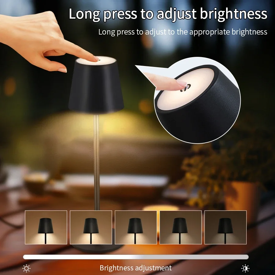Lámpara de mesa Led recargable, iluminación decorativa con Interruptor táctil inalámbrico, 3 niveles de luz regulables, colores para oficina, escritorio, lectura, dormitorio