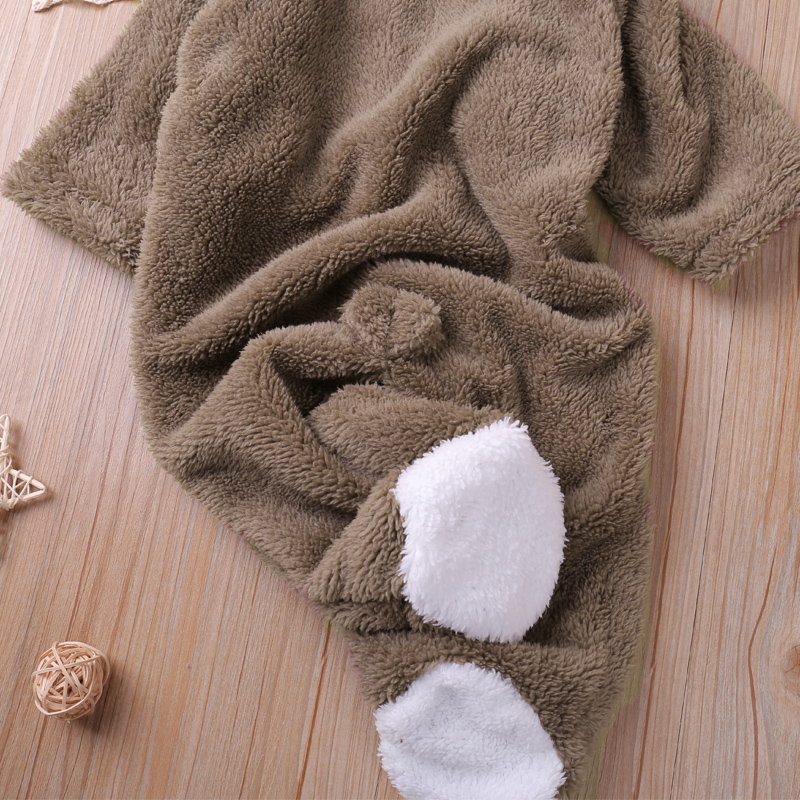 Humor niedźwiedź jesień styl kreskówkowy zimowy z długim rękawem Boys Baby dziewczyny pajacyki maluch dzieci Playsuit kombinezony ubranka dla dzieci