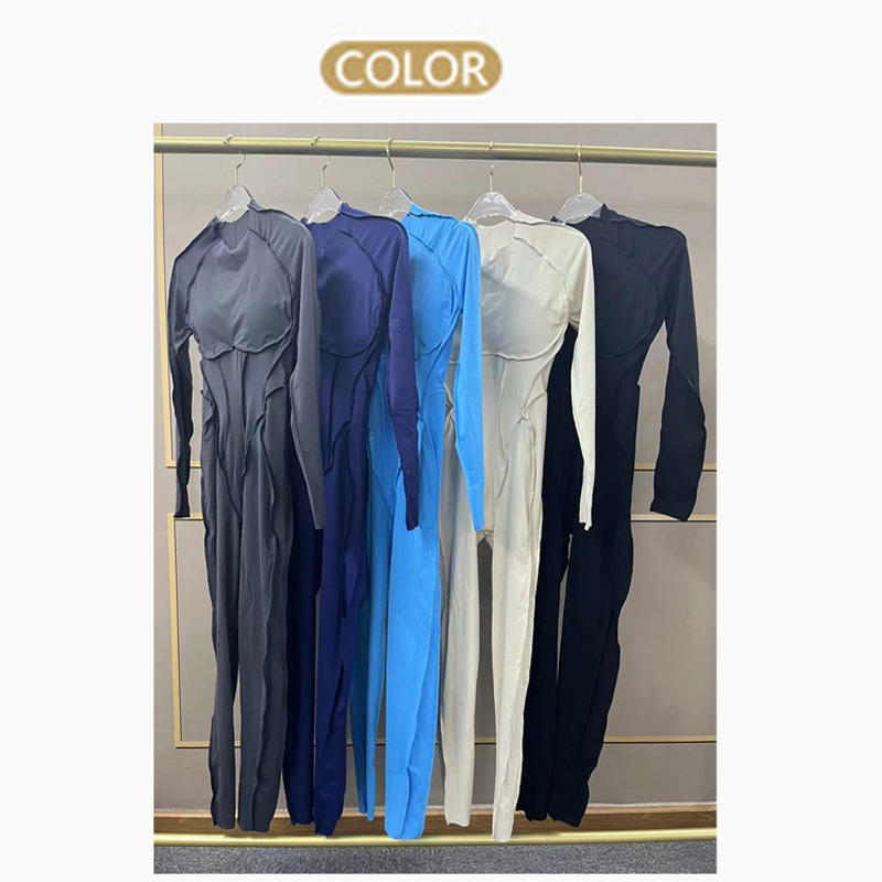 ใหม่ฤดูใบไม้ร่วง/ฤดูหนาวผู้หญิง One-piece โยคะ Jumpsuit กางเกงขายาวแขนยาวเซ็กซี่ Backless SLIM FIT ชุดกีฬา