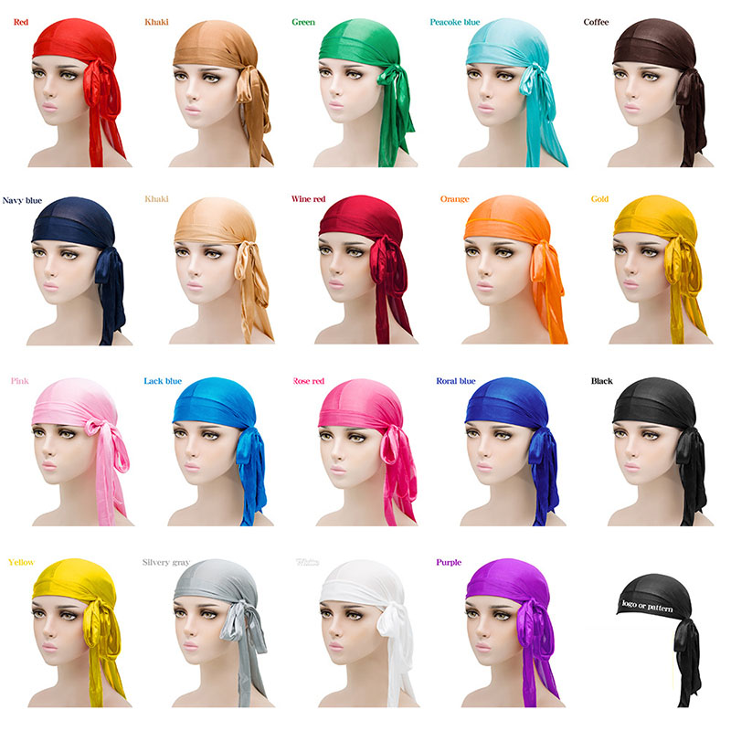 จําลองผ้าไหมหางยาวหมวกโจรสลัดสําหรับผู้ชายและผู้หญิง,ซาติน Elastic Toe Cap สําหรับชาย, ดูดซับเหงื่อ Hip Hop Elastic Rap Hip-ho