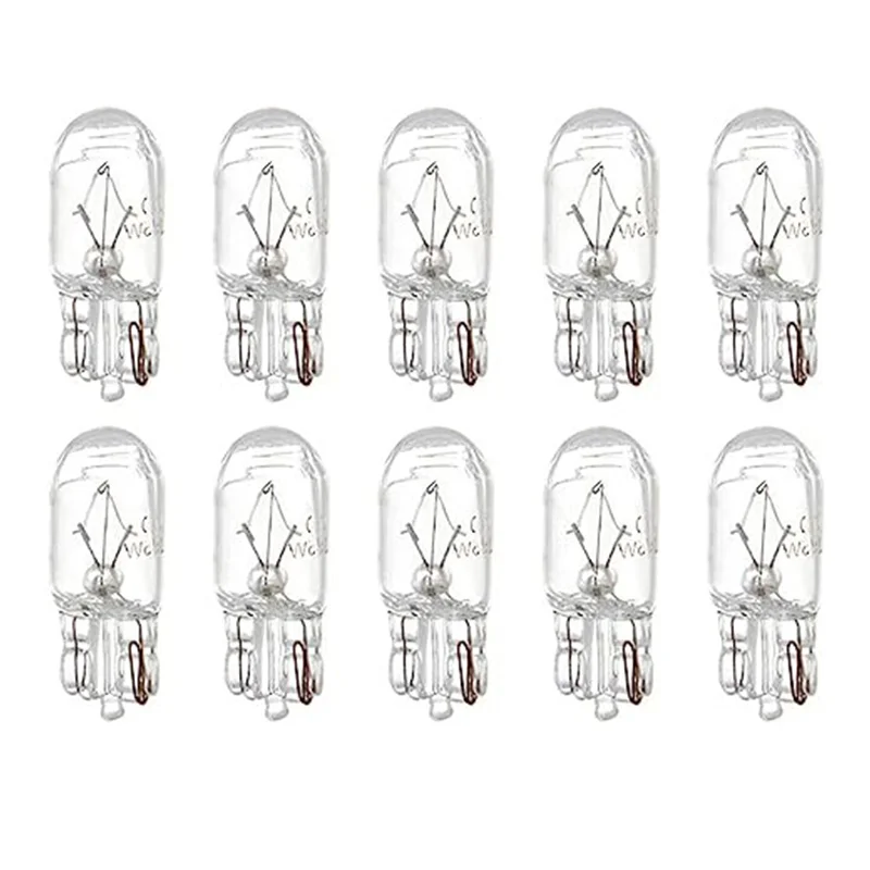 10 X lâmpada de sinal de vidro T10 W5W 501 194 12V 5W/3W W2.1x9.5d lâmpada de carro de filamento único luz automática