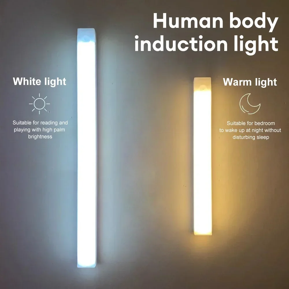 Luci a barra a LED Sensore di movimento ricaricabile USB Luce notturna Luce per armadio a induzione portatile per cucina per corridoio guardaroba