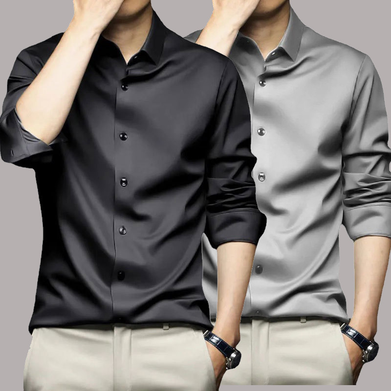 Camisa de manga larga para hombre, vestido de negocios resistente a las arrugas, sin hierro, traje informal profesional de alta gama, camisa blanca, S-5XL