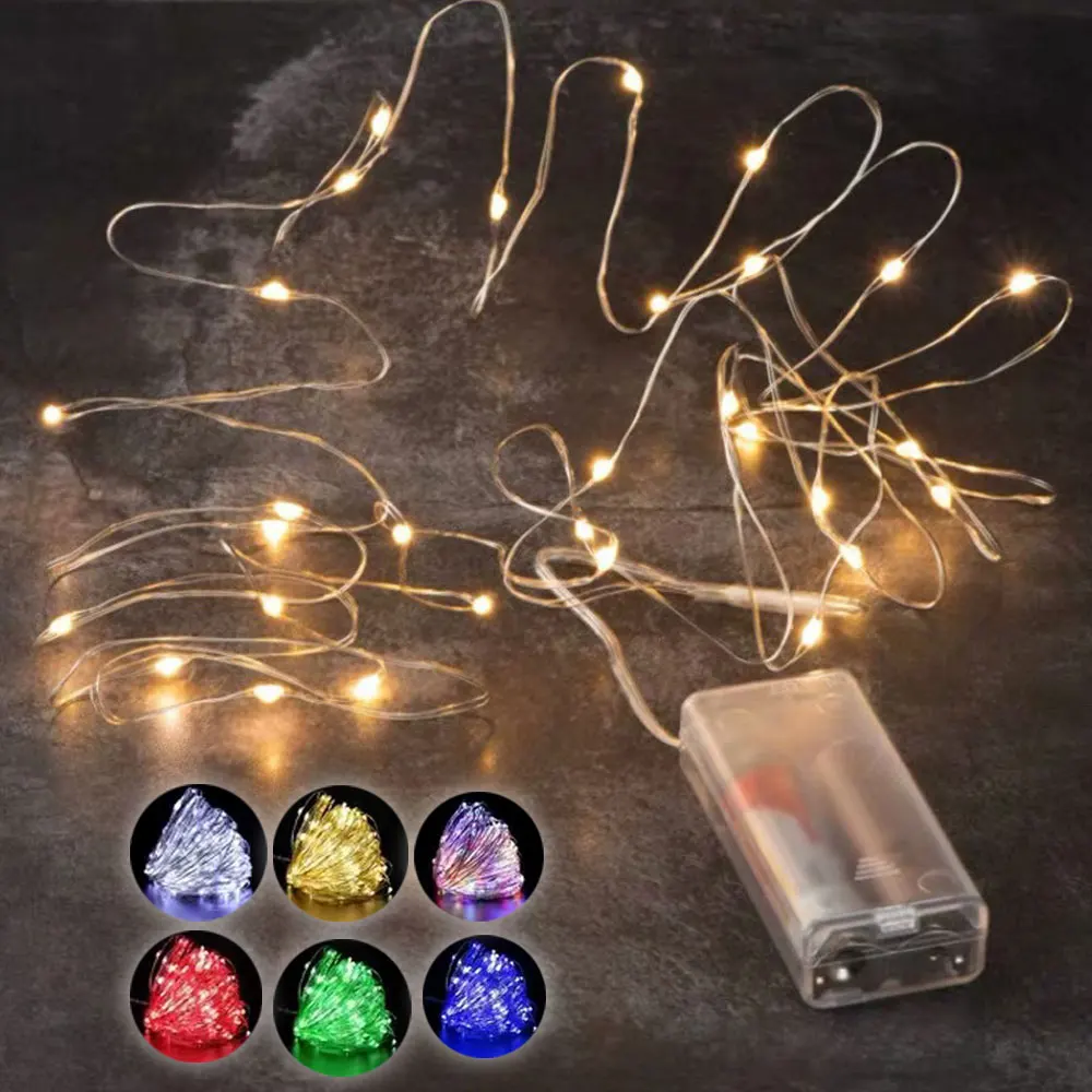 Led Copper Wire String Lights 2AA Battery Powered  Waterproof Fairy Lights DIY  Garlands Christmas Wedding Party decoration