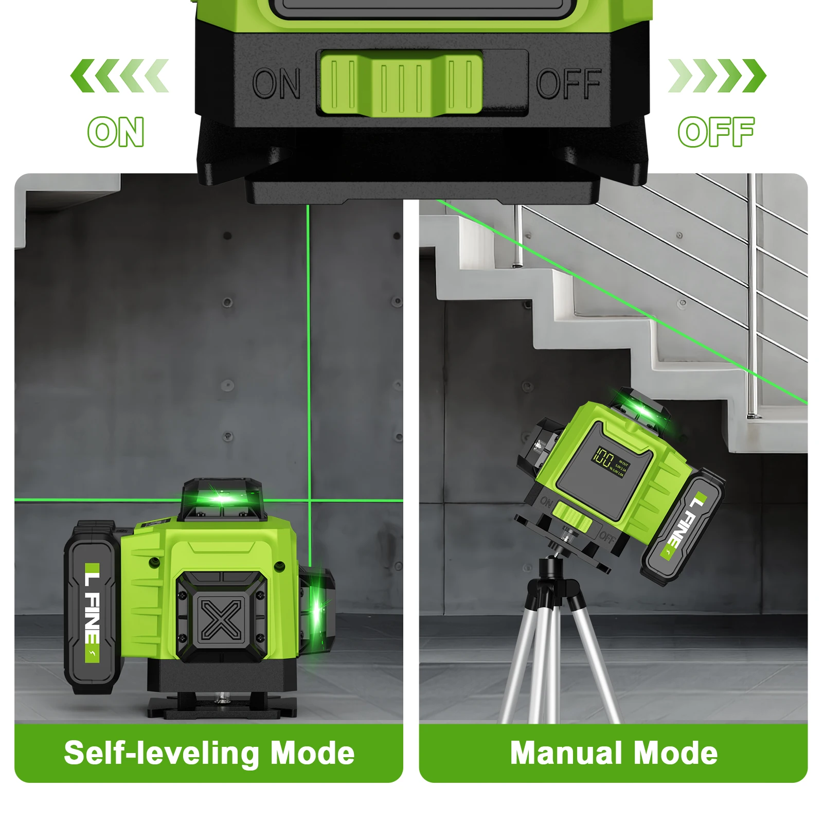 LFINE 2/4D Professional Laser Level 8/16 Lines Horizontal And Vertical With Remote Control  360°Self-leveling Laser Levels