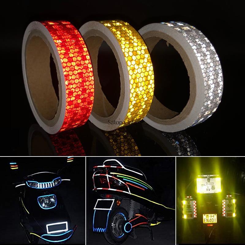 2.5cm*3M Reflective Sticker Warning Conspicuity Tapes Strip Red Orange Fluorescent Yellow Car Reflector Film Bicycle Accessories
