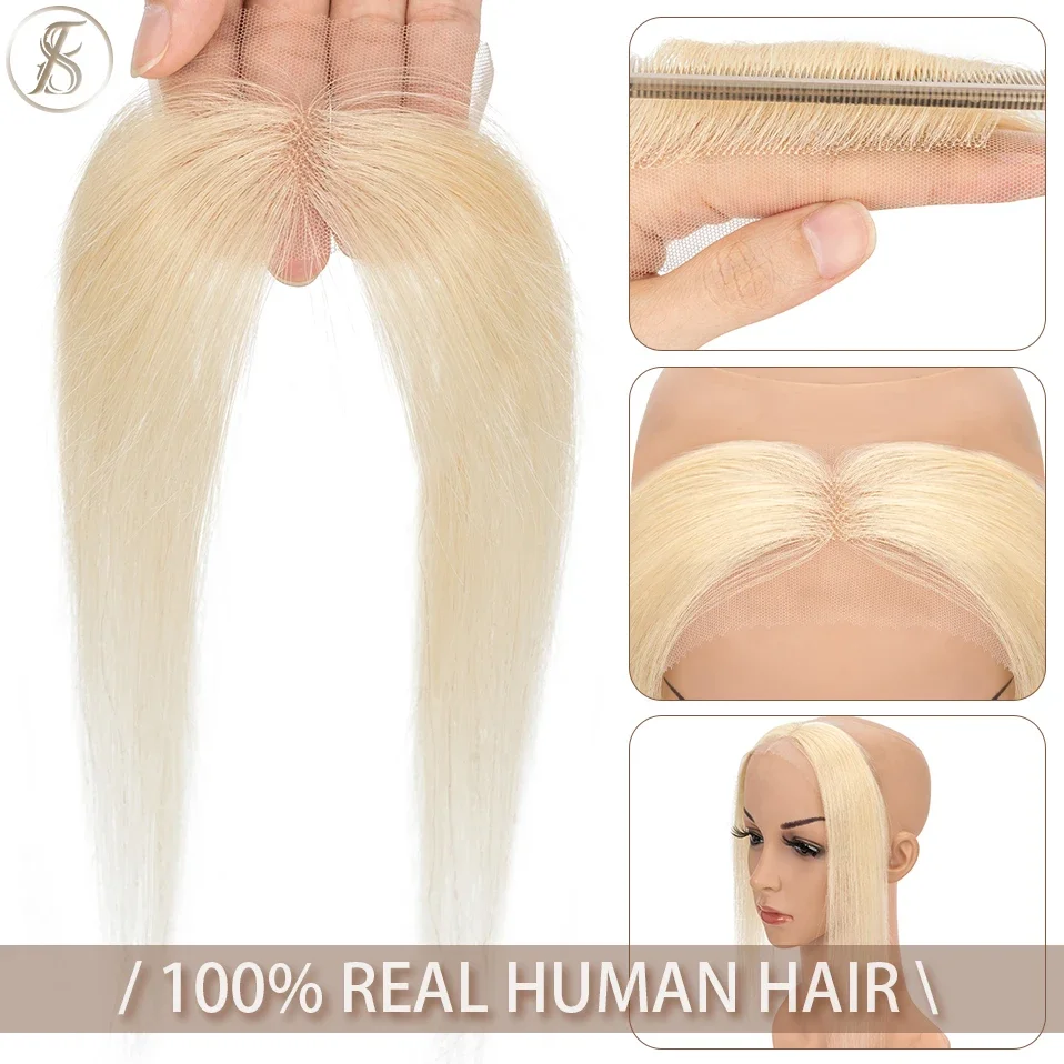 TESS 女性トッパー人毛 10 インチナチュラルヘアラインヘアパッチ脱毛ハンドフックレースシングルノット髪目に見えないかつら