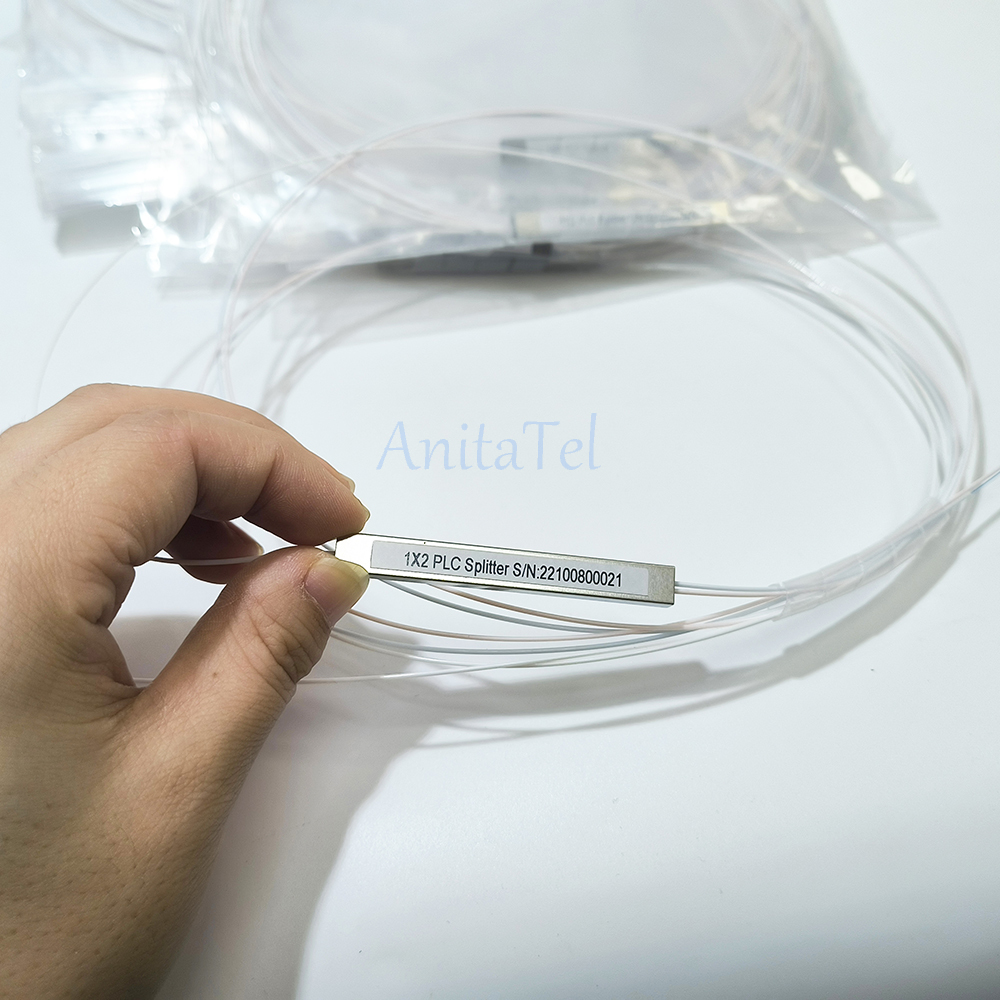 10pcs 1x2 1x4 1x8 1x16 Fiber Optic PLC splitter without connector cable 0.9mm Mini Blockless 2,4 Ports Fiber PLC Splitter