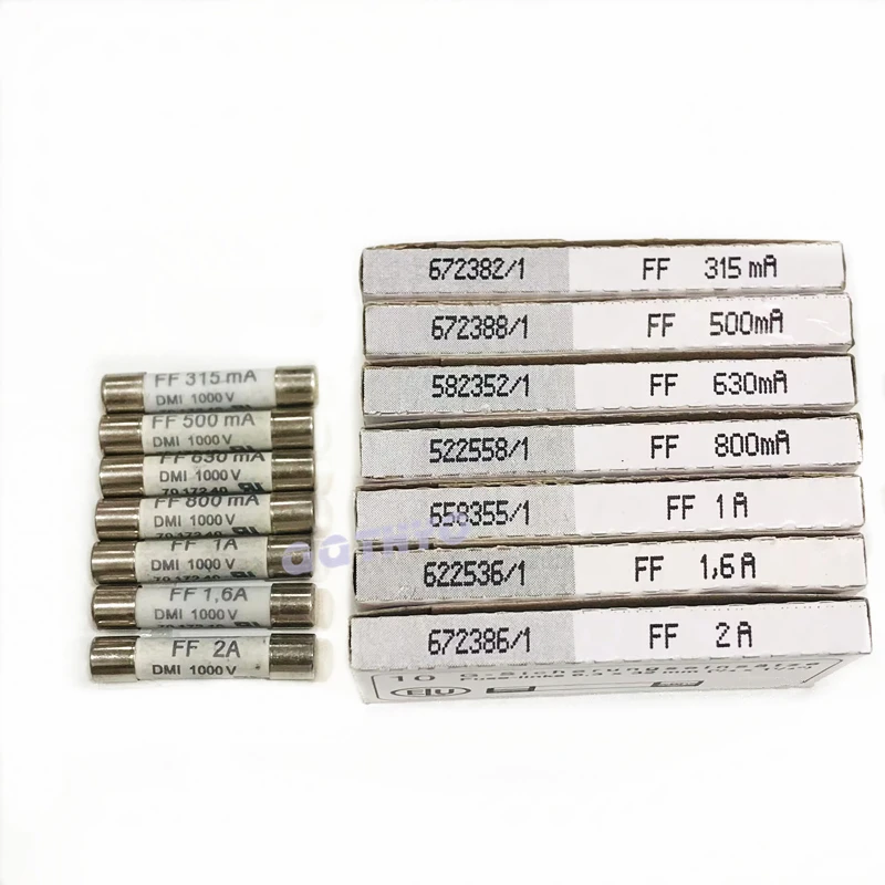 10Pcs Multimeter Ceramic Fuses 7017240 6.3 x 32mm FF 315mA FF500mA FF630mA FF800mA FF1A FF1.6A FF2A DMI 1000V Fast-Acting Fuse