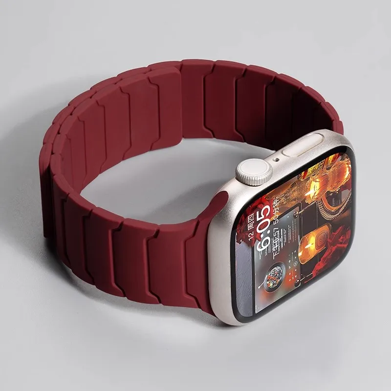 Magnetic Silicone Strap for Apple Watch Band Ultra 2 49mm 45mm 41mm Bracelet for Iwatch Series 9 8 7 6 SE 5 4 38 42mm 44mm 40mm
