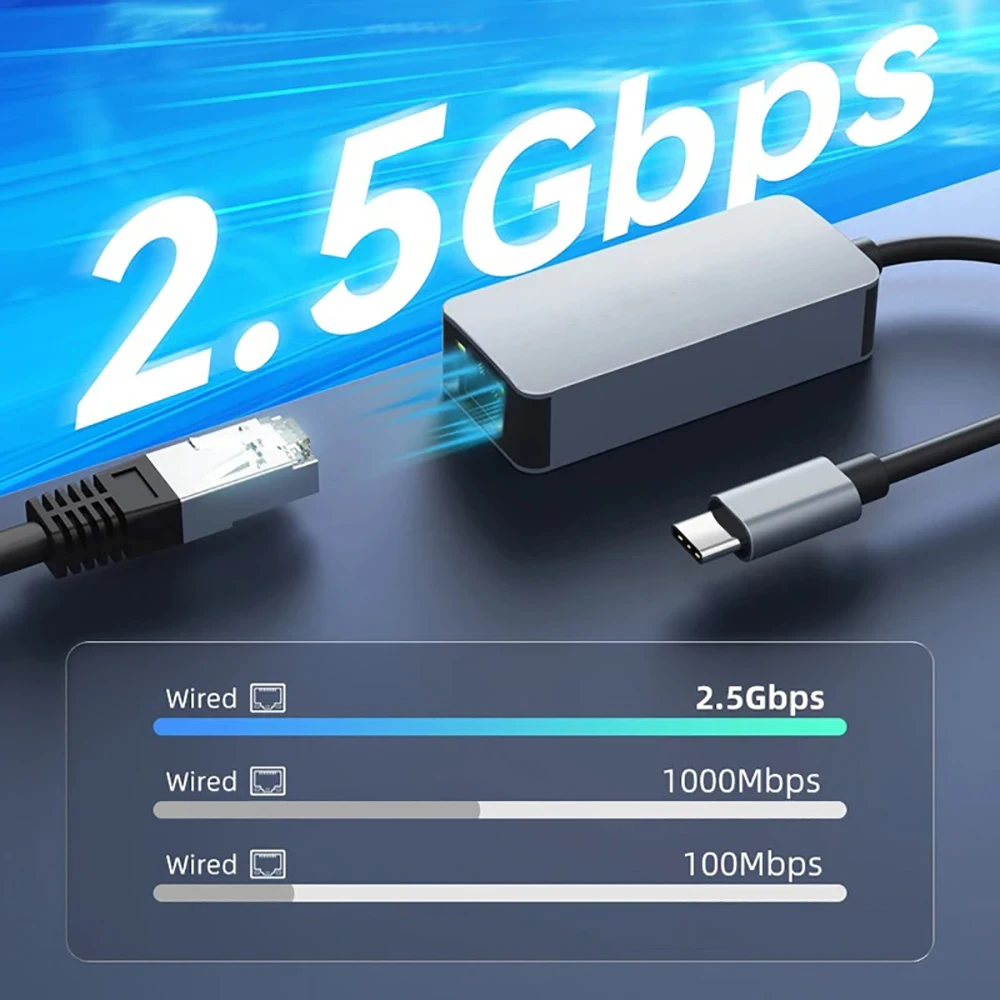2500 Мбит/с USB C Type-C Ethernet к RJ45 2.5G USB 3.0 Проводной адаптер-конвертер Lan Сетевой концентратор для Windows 7/8/10 MAC Для ПК Ноутбук