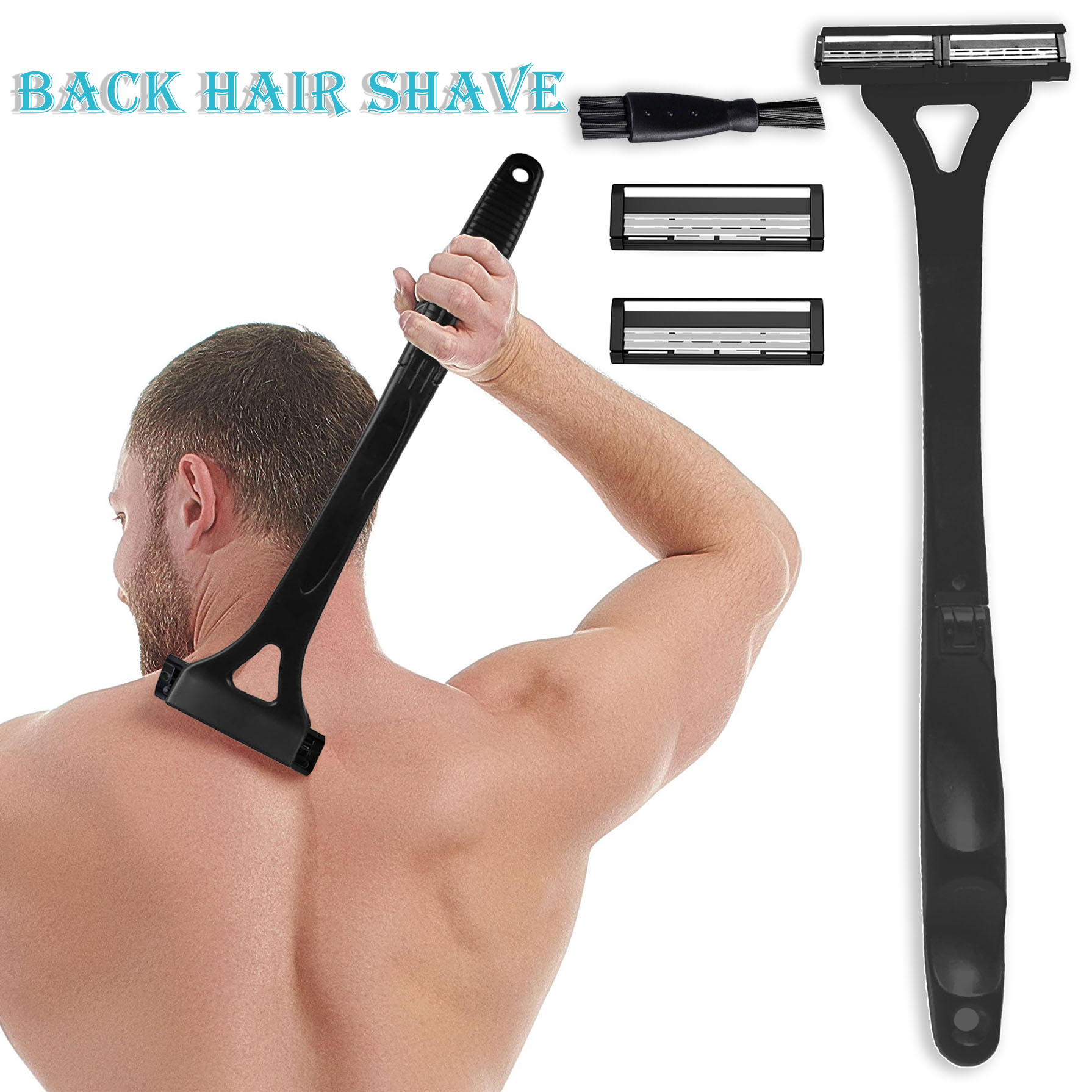 Safety Long Handle Folding Back Shaver Body Shaver Back Hair Trimmer Body Leg Back Razor Shaver Epilator Hair Removal Tool