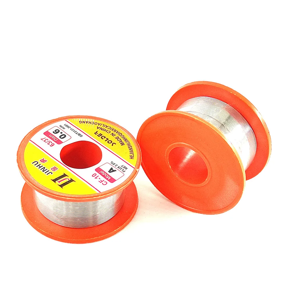 JINHU CF-10 บัดกรีลวดดีบุก 0.5/0.6/0.8/1.0 มม.63/37 ฟลักซ์ 2.0% 45FT Core บัดกรีบัดกรี-ลวดม้วนสําหรับ DIY