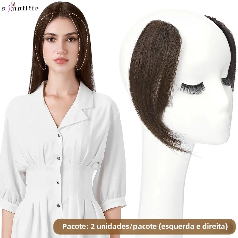 S-noilite lado separação bang 2 pçs franja de cabelo natural franja de cabelo humano esquerda direita extensões de cabelo 16g franja de cabelo com clipe