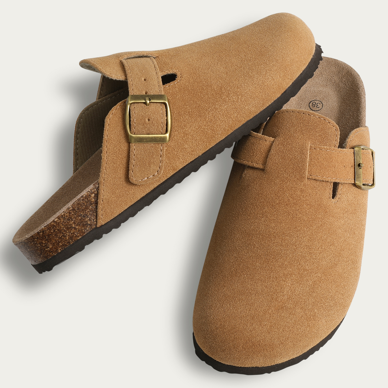Shevalues Cork Suede Clogs สําหรับผู้หญิงรองเท้าแตะ Cork ฤดูร้อนรองเท้าแตะ Cork แฟชั่นชายหาดคลาสสิก Mules Men Clogs รองเท้า Baotou
