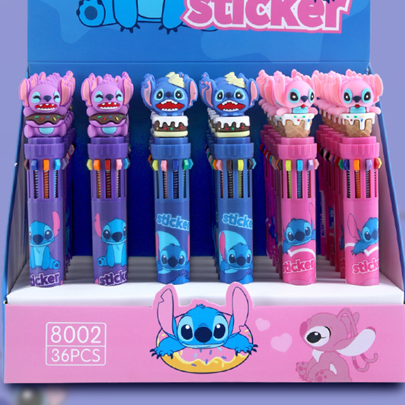 Disney Stitch 6/36 pièces stylo à bille dessin animé 10 marqueur de couleur 0.7 enfants Graffiti multicolore stylo à main étudiants apprendre papeterie