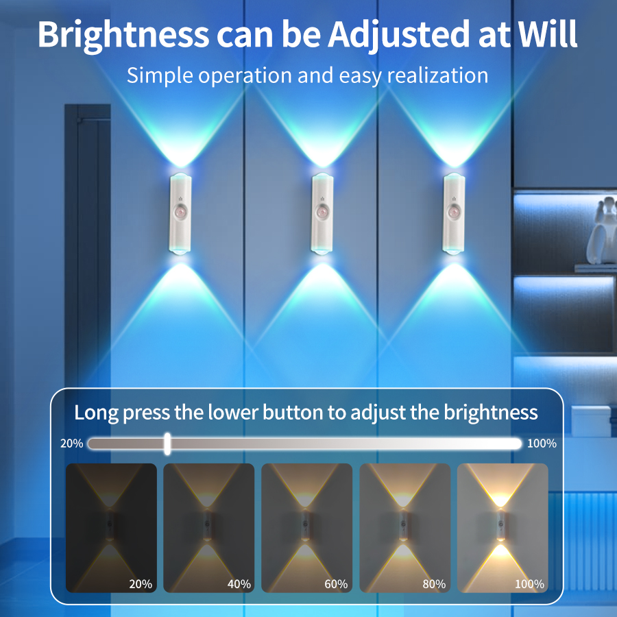 Rgb gradiente luz ambiente recarregável led night light sensor de movimento parede pôr do sol lâmpada regulável magnético armário quarto lâmpadas