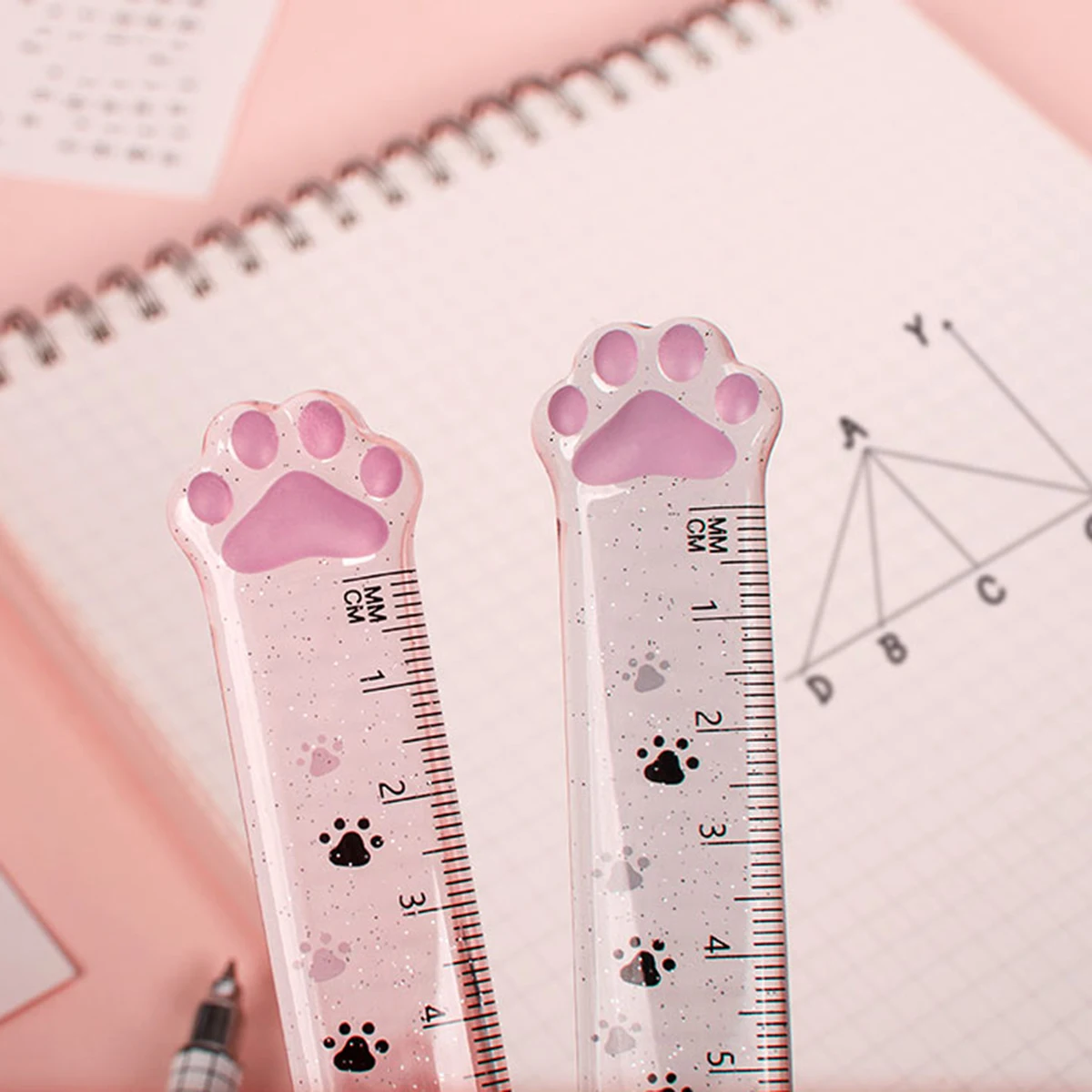 1-2-6 個 Lytwtw のかわいいキティ猫の足ストレート定規かわいい文具面白い描画ギフト韓国オフィス学校測定描画