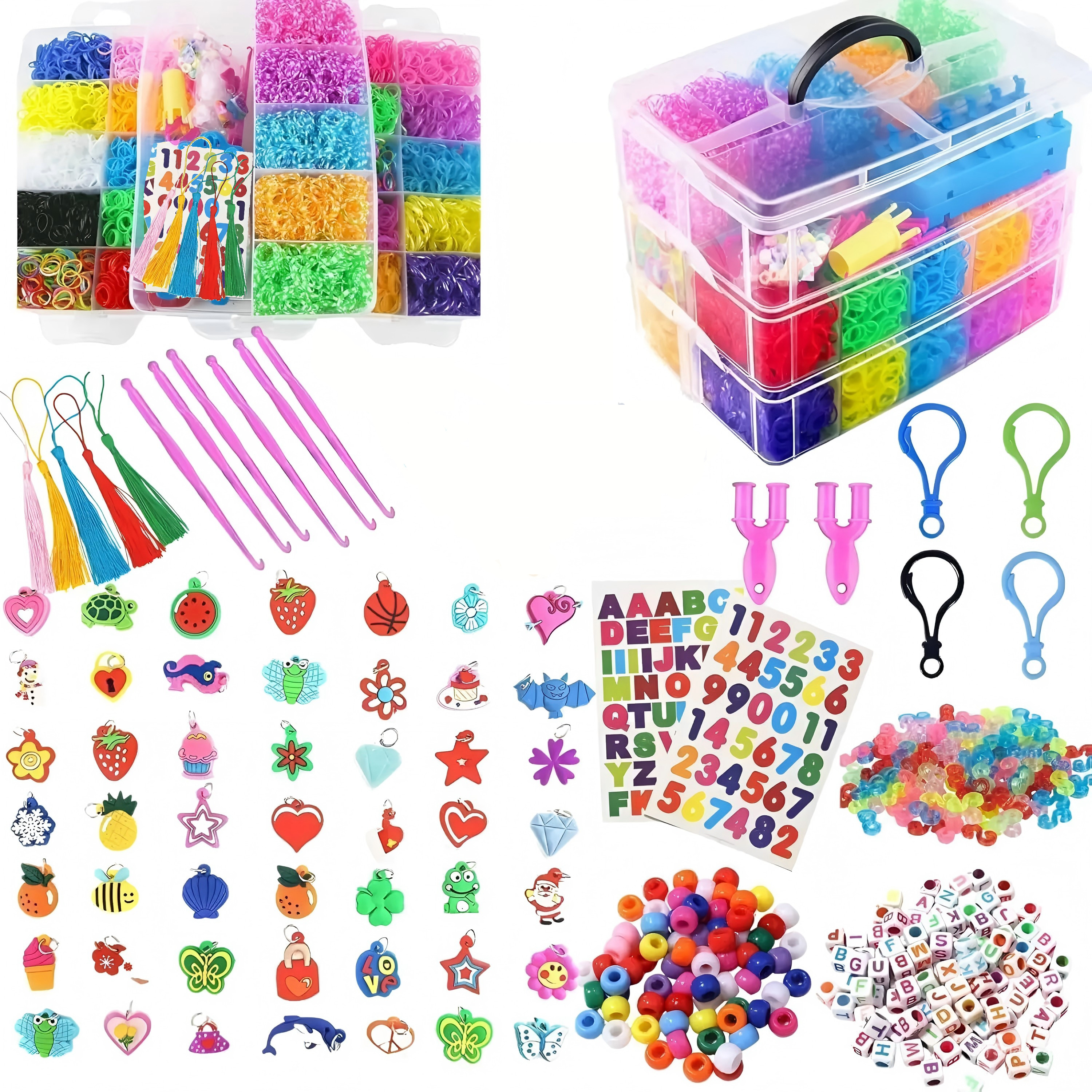 15000+ Gummiband-Armband-Set, Loom-Bänder, lebendige Farben mit Aufbewahrungsbox, DIY-Freundschaftsarmband-Herstellungsset, Weihnachtsgeschenk