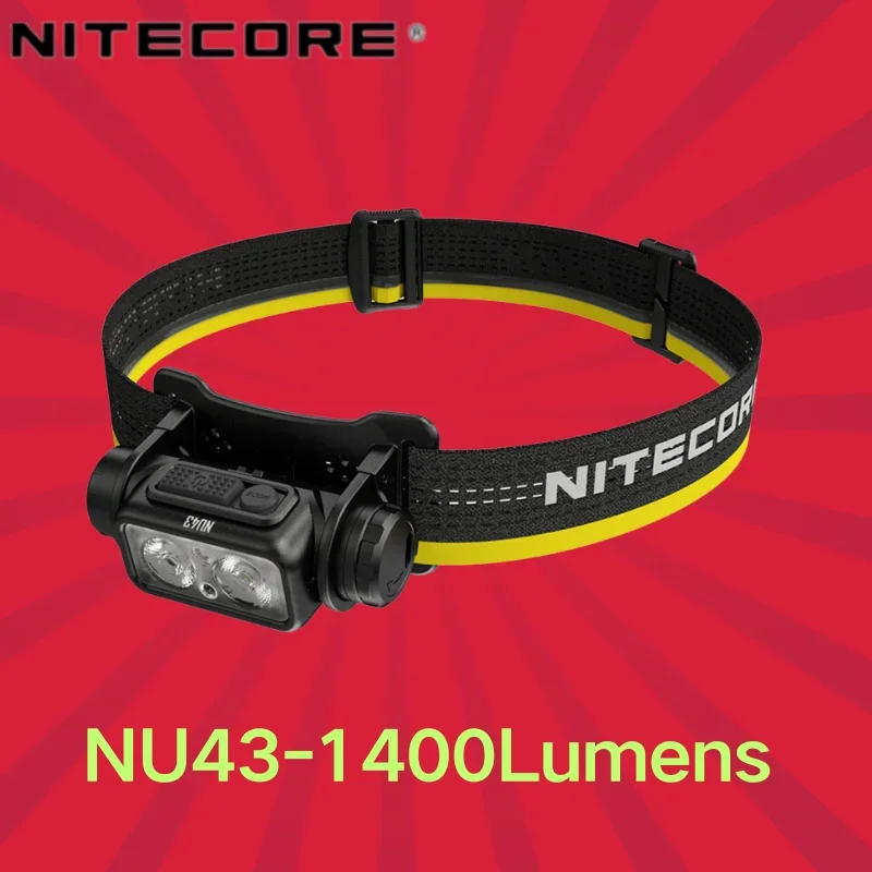 NITECORE NU43 1400Lumens Sạc Đèn Pin Gắn Trong 3,400MAh Li-ion Pin Tia Màu Trắng + Ánh Sáng Đỏ