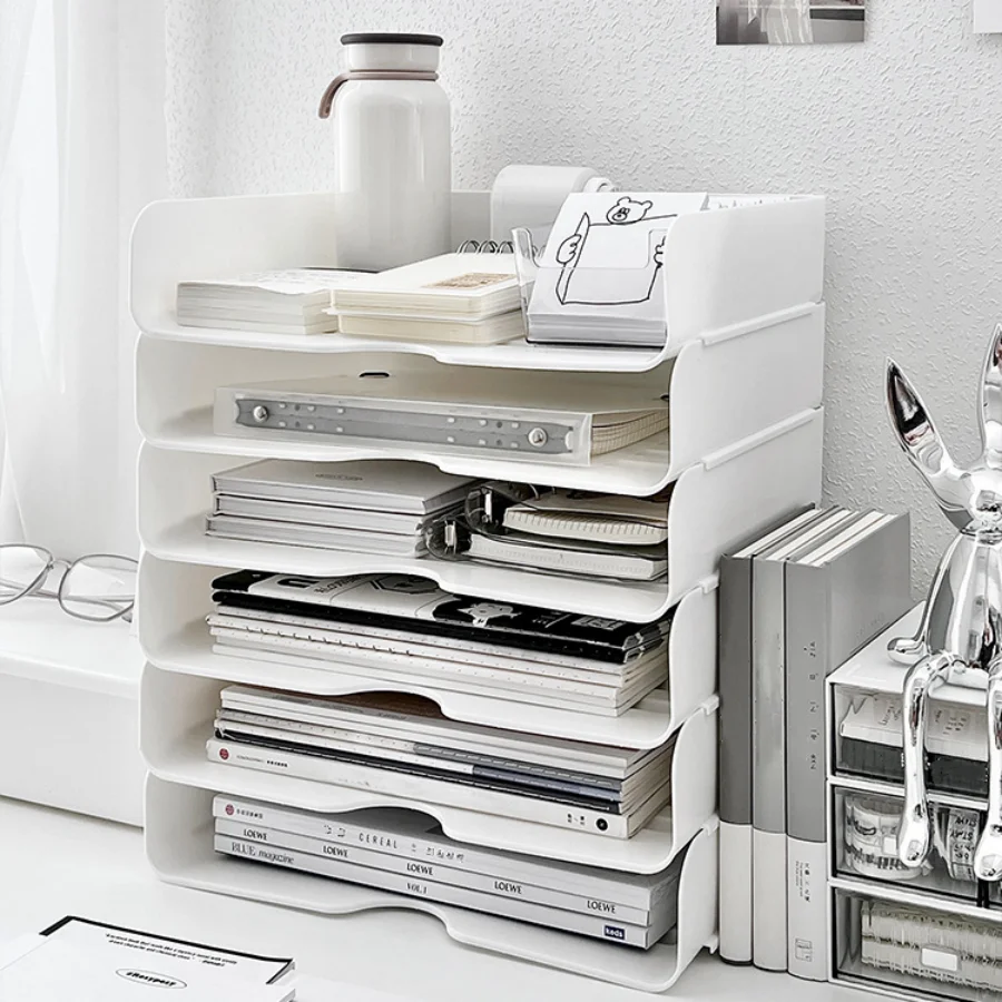 2pc, A4 File Storage Box Office Desktop Finishing Artifact Multi-functional Student Dormitory Bookshelf Desk Shelf