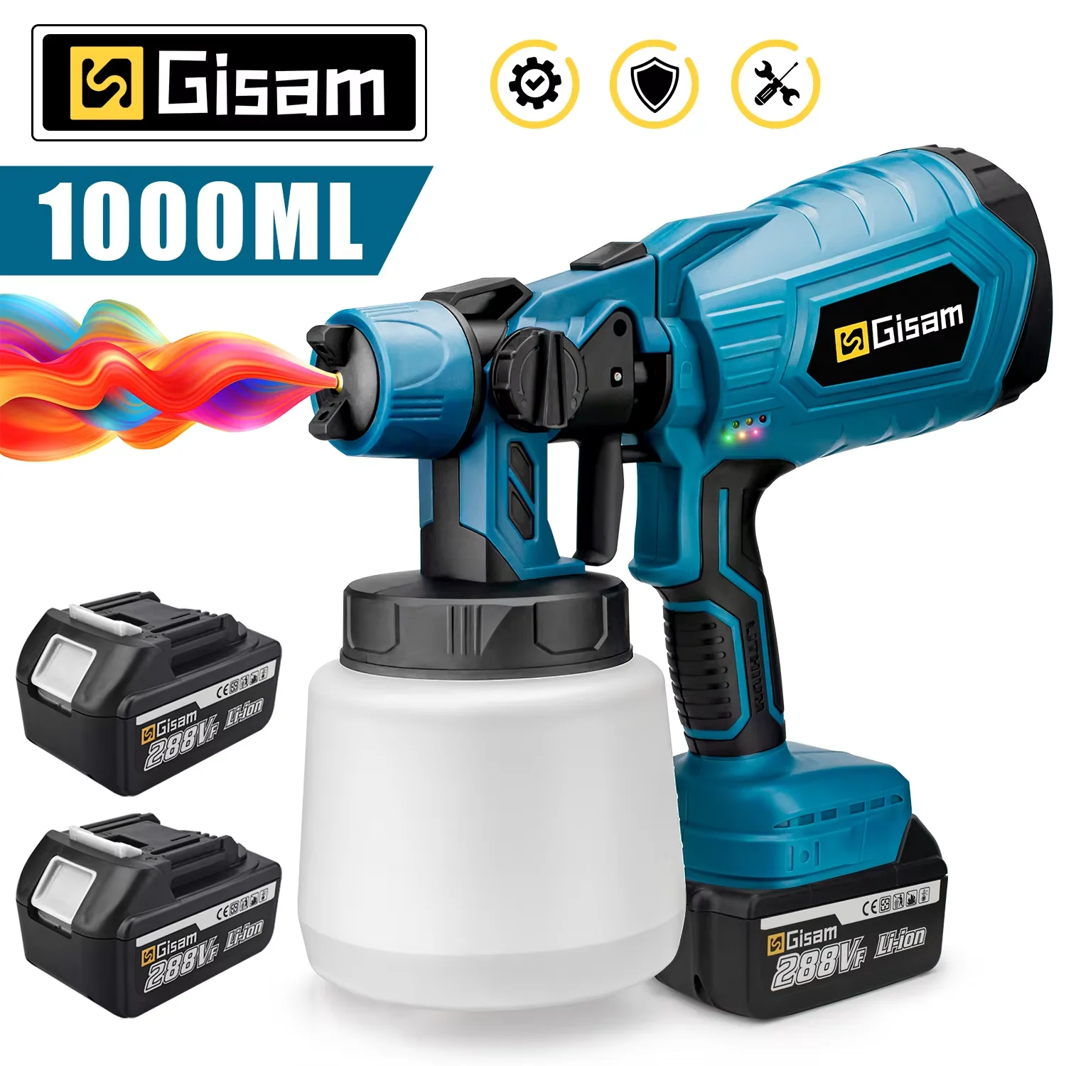 1000ML Cordless Electric Spray Gun Powerful HVLP Paint Sprayer Auto Furniture Steel Coating Airbrush For Makita 18V Battery Pin
