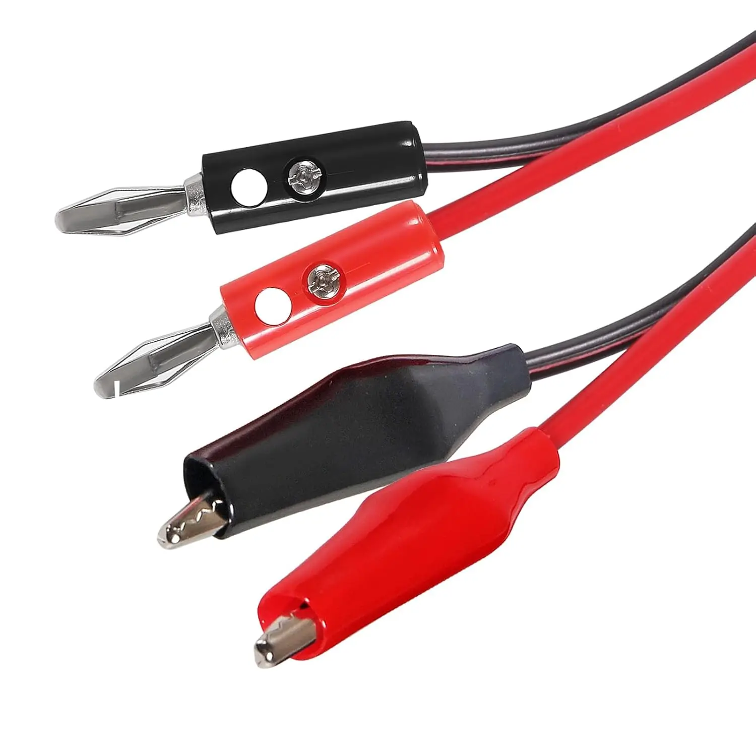2 uds conector Banana a pinza de cocodrilo Cable de prueba Cable de línea, conector Banana de 4mm para multímetro, Cable de puente de prueba eléctrica 100cm