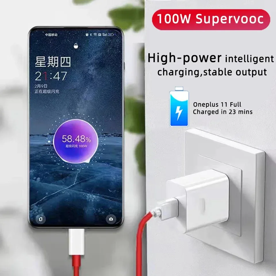 For 100W Charger Oneplus Original Supervooc Fast Charging Travel Adapter For Oppo Find X6 X5 Realme 11 Pro+ 10 Pro