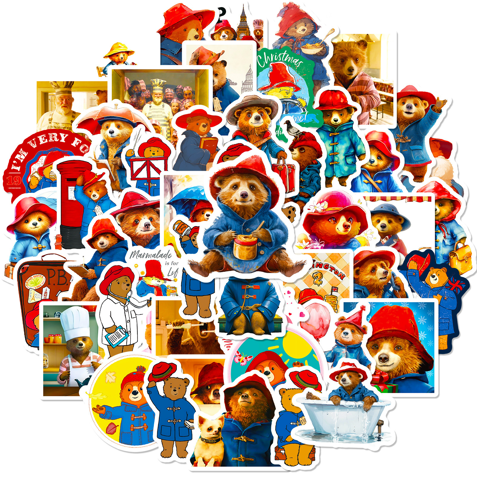 10/30/50PCS Paddington Jam Bear Cartoon Sticker DIY Phone Laptop Luggage Skateboard Graffiti Decals Fun for Kid Gift