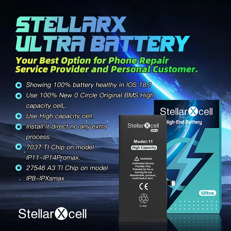 StellarXcell-Ultra Genuine Battery for iphone 7037 TI for Iphone11 Xs xs  Xsmax 12 13mini 14promax 15 iphone7 8plus free tools