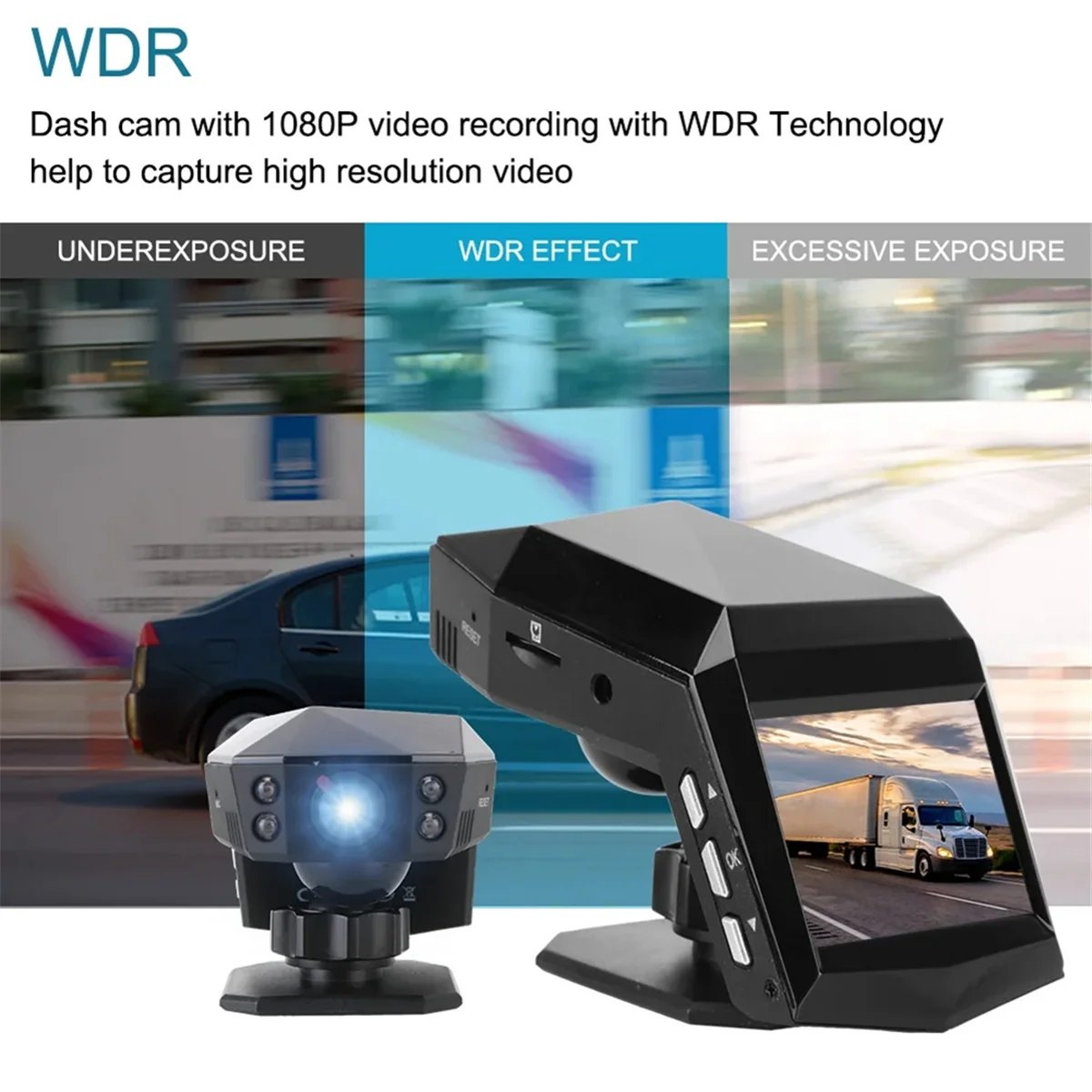 Moniteur de vue arrière pour tableau de bord de voiture, enregistreur vidéo, caméra Prada, grand angle (A), écran 2 pouces, 1080P, neuf
