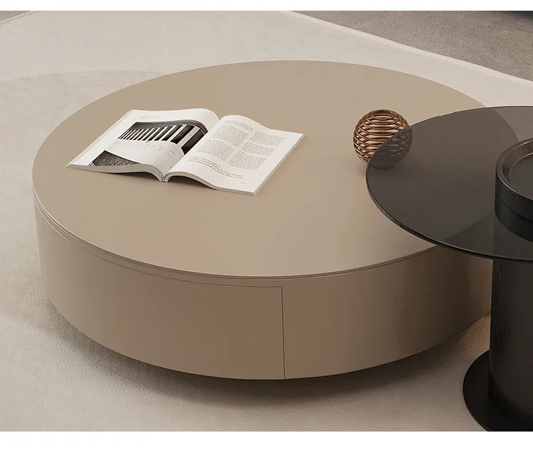 Coffee Table Light Luxury Style Glass Living Room Wood Center Coffee Tables Storage Side Cabinet New