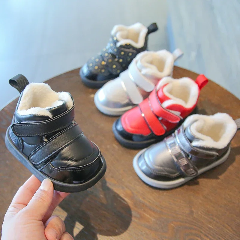 Inverno bebê meninas meninos botas de neve infantil da criança sapatos de pelúcia quente crianças ao ar livre botas de tornozelo sola macia anti deslizamento crianças sapatos