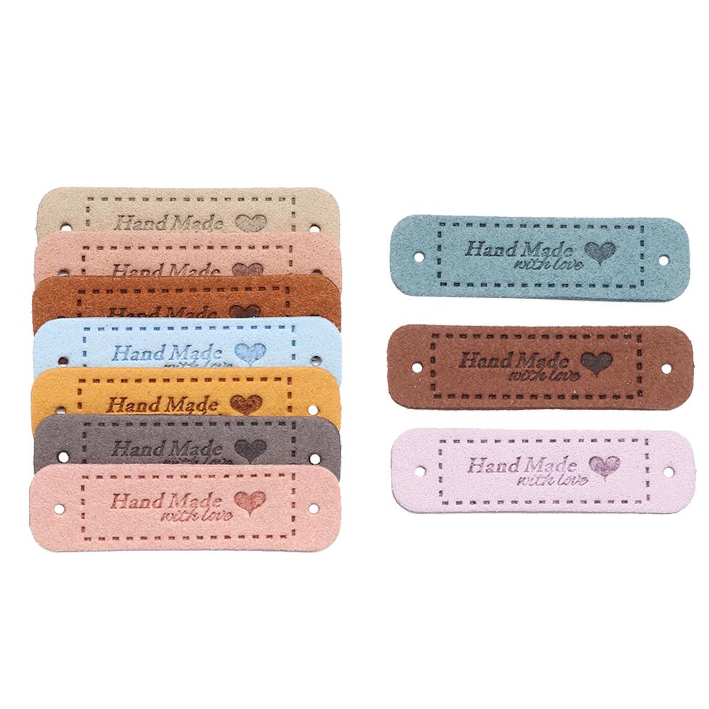 20 шт., аксессуары для шитья ручной работы, бирки для одежды из искусственной кожи, ручная работа с любовью, этикетки для одежды