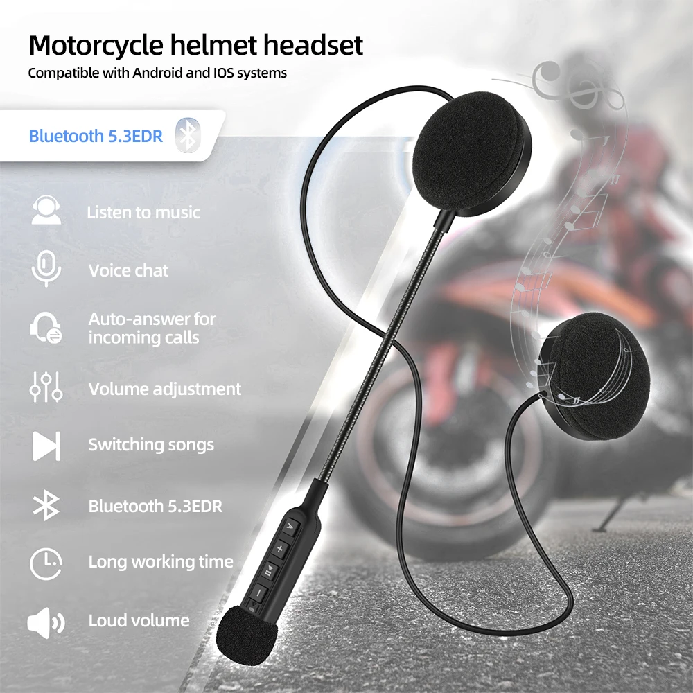 BT30S オートバイヘルメットヘッドセット Bluetooth 5.3 ワイヤレスイヤホンハンズフリー通話キットステレオライダー MP3 音楽プレーヤー