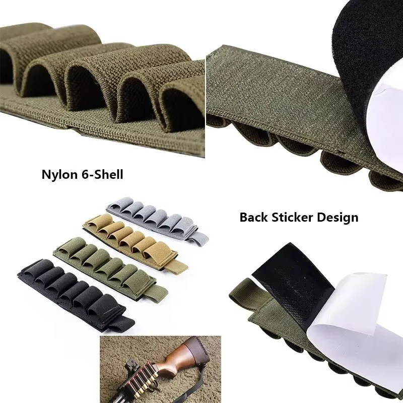 Bolsa tática para espingarda com 6 espaços, bolsa de munição molle com fecho de velcro, nylon resistente para caça e ao ar livre ​
