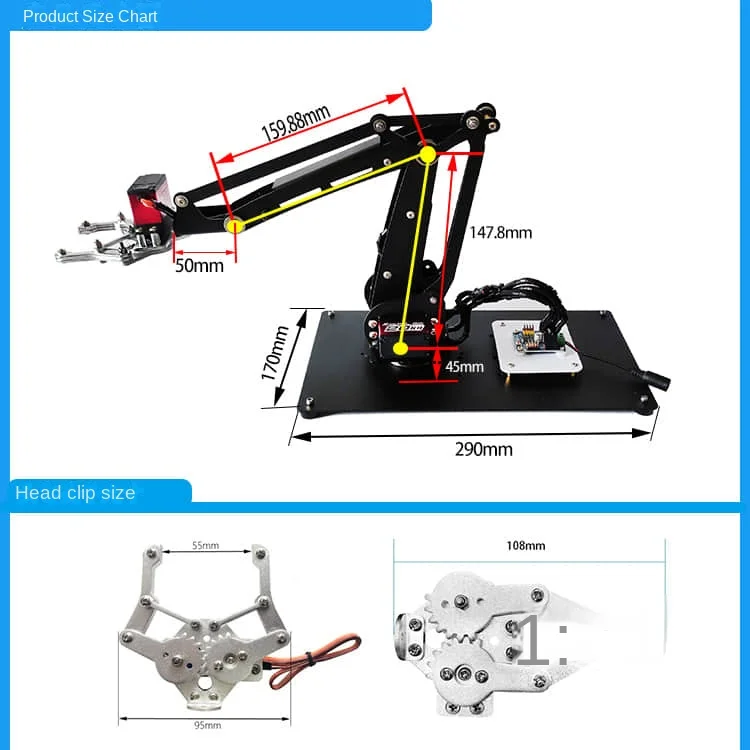 4 dof Roboterarm mit drehbarer großer/kleiner Metall basis für Arduino esp32 Roboter DIY Kit Manipulator Klaue programmier bare Roboter projekte