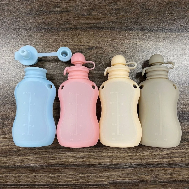 Bolsa de silicona sin BPA para comida de bebé, contenedor de almacenamiento de leche recargable reutilizable, práctico, a prueba de fugas