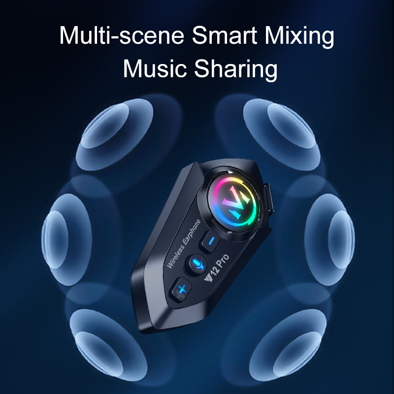 Y12 pro capacete da motocicleta interfone bluetooth 5.4 fone de ouvido à prova dwaterproof água 500m intercomunicador alto-falante sem fio handsfree interfone