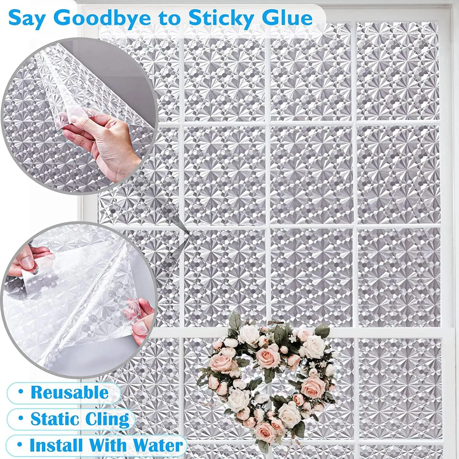 เทปรักษาความปลอดภัยผ้าม่านที่ถอดออกได้โปร่งใสทึบแสง Anti-Static ผ้าม่านหน้าต่างสําหรับห้องน้ําห้องนั่งเล่นประตูสํานักงานและ Windows